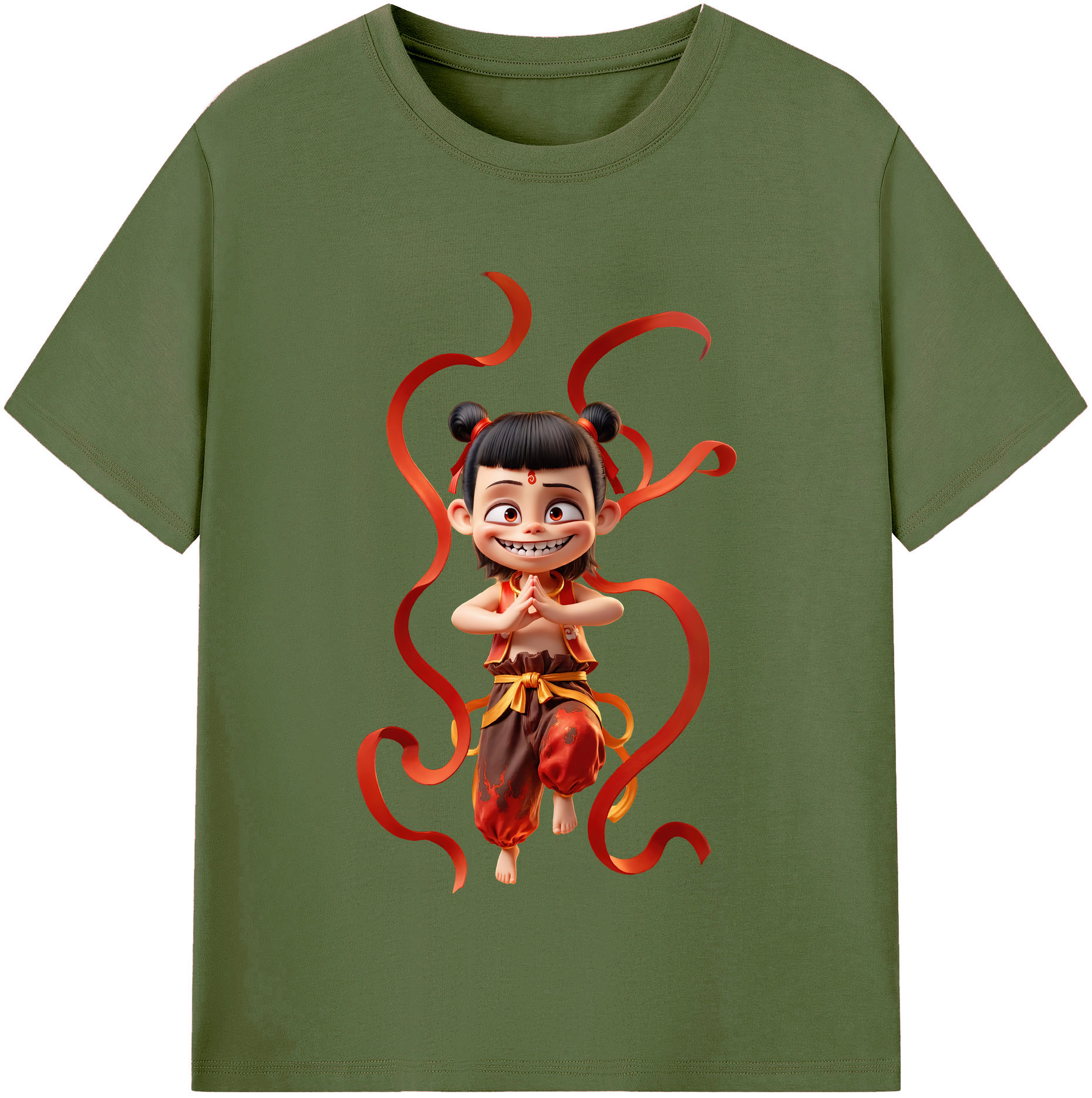 （画像用） Ne Zha 2 ナタ 魔童の大暴れ 綿100％半袖Tシャツ（フロントプリント）